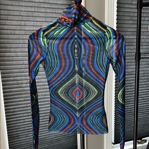 Multicolor Sheer Long Sleeve Top